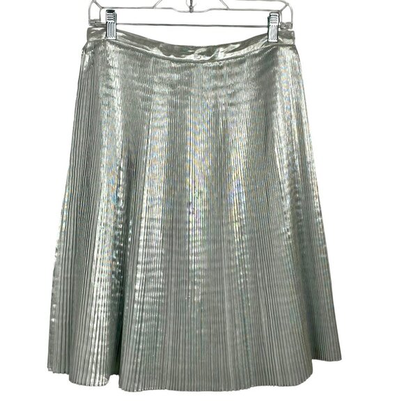 NWT Talbots Silver Accordian Pleated A-Line Skirt Size 6 Wedding Guest Cocktails - Picture 1 of 15